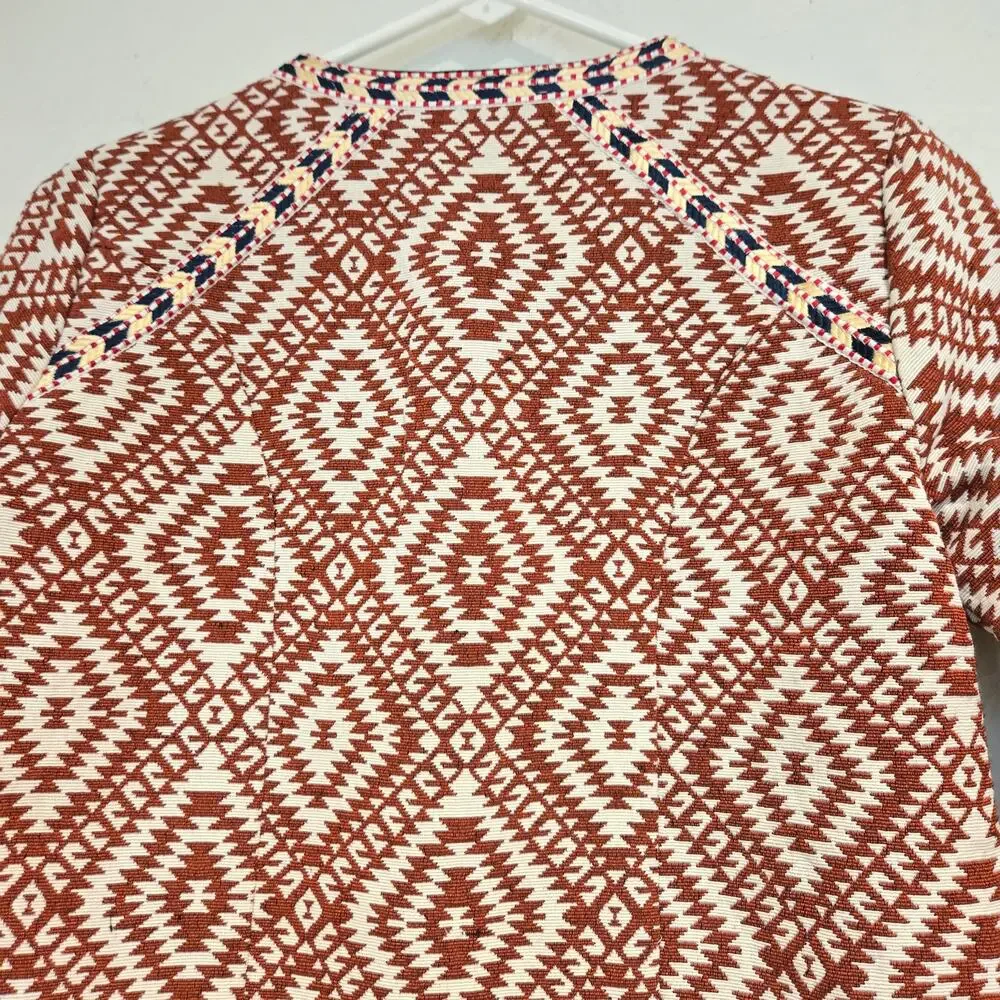 Tularosa Revolve Sante Fe Cropped Fringe Open Front Jacket Burnt Red Size XS